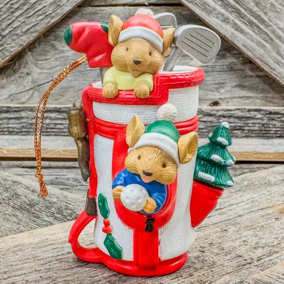 1998 VTG Mice in a Golf Bag-Kirkland Signature Collectible Christmas Ornament - Picture 2 of 10
